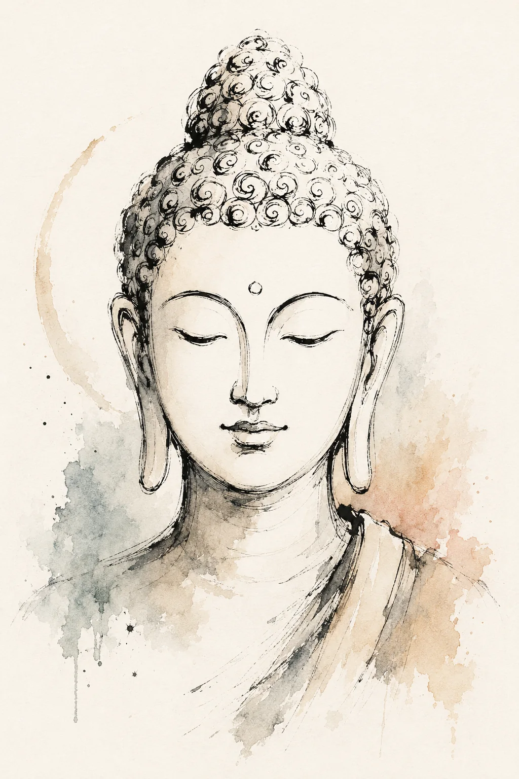 Serene Buddha watercolour